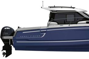 Jeanneau Merry Fisher 795 - diagram of side view in navy blue Legend colour