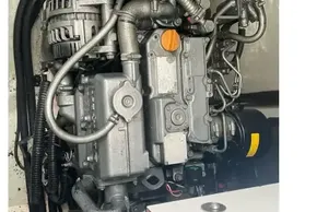 Engine of a 2020 Leopard 40 catamaran, showcasing intricate mechanical components.