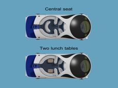 Central seat can be replaced by 1 or 2 lunch tables within 1 minute 