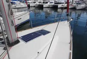 2017 Jeanneau Sun Odyssey 389 sailboat docked at marina.
