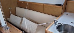 lee cloths on starboard settee