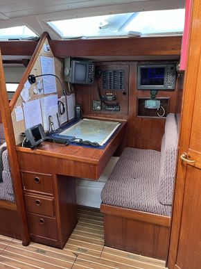 Chart table with storage underneath
