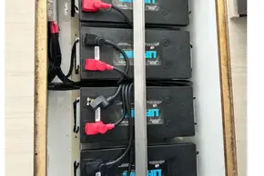 Battery compartment of 2025 Robertson and Caine Leopard 46 Powercat, featuring multiple batteries.