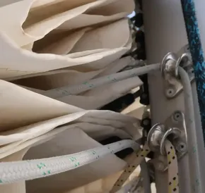 Close-up of sail rigging on a 2019 Beneteau Oceanis 41.1 yacht.