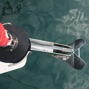 Beneteau Oceanis 41.1 2019 anchor detail over clear water.