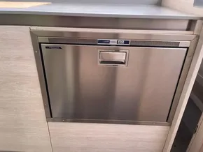 Built-in stainless steel dishwasher, Leopard 50 model, 2020, installed in modern kitchen cabinetry.