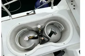 Propane storage compartment on 2023 Beneteau Oceanis 51.1 yacht.