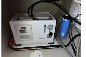 Water filtration system in a 2022 Leopard 45 yacht, featuring Parker Pro Mini equipment.
