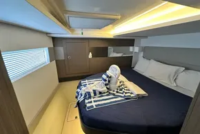 Luxurious cabin interior of 2025 Robertson and Caine Leopard 46 Powercat yacht.