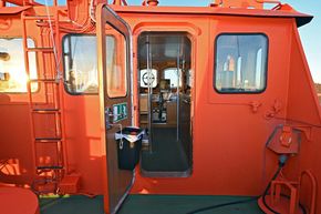 Entrance to wheel house from boat deck