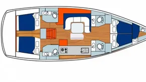 2017 Jeanneau Sun Odyssey 519 sailboat interior layout diagram.