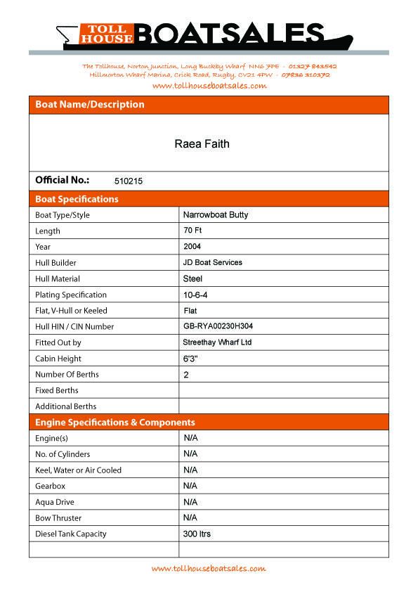 Tollhouse Boat Details Form 1