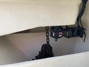 Anchor chain mechanism on a 2020 Leopard 50 yacht.