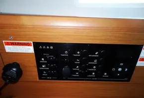 Control panel of a 2017 Jeanneau Sun Odyssey 389 sailboat.