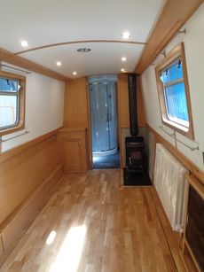 60' reverse layout narrowboat for Crick Boat Show 2024
