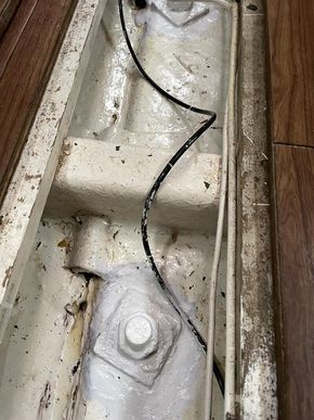 Tidying up of keel bolts to prevent surface rust 