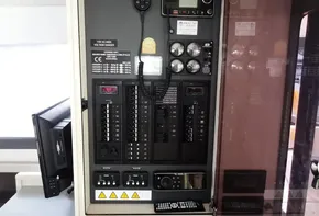 Electrical control panel of a 2017 Leopard 43 Powercat boat.