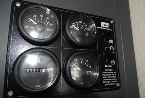 Control panel with gauges on a 2017 Leopard 45 boat.