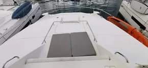 2019 Leopard 51 Powercat bow with cushioned seating area.