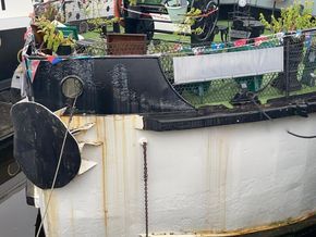 Converted Grain Barge Hotel Boat  - Hull Close Up