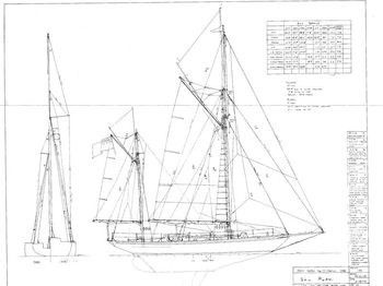 Modern classic gaff ketch.