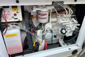 Engine compartment of a 2024 Leopard 40 Powercat, featuring Northern Lights Lugger components.