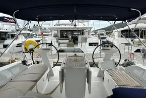 Cockpit view of 2023 Beneteau Oceanis 51.1 yacht docked at marina.