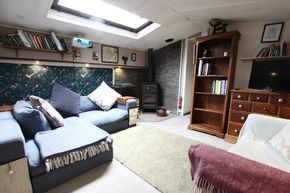 living room area with fire place