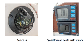Compass and log/depth gauges