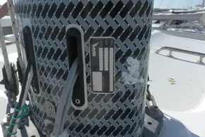 Close-up of a 2017 Lagoon 42 yacht's mast with patterned design.