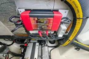 Engine compartment of 2020 Leopard 50 with Sterling Power Products charger.