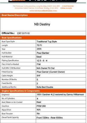 Destiny Boat Details Form 1 