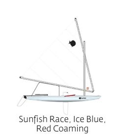 Sunfish Race, Ice Blue, Red Coaming