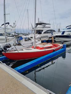 Folkboat with metal mast and boom