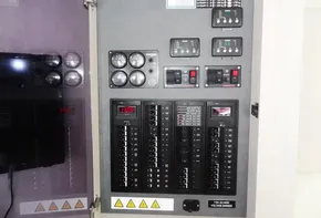 Electrical control panel of a 2015 Leopard 51 Powercat boat.