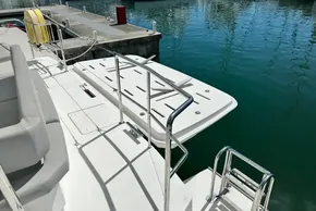 Leopard 53 Powercat 2022 yacht deck with swim platform and ladder.