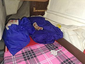 Port quarter berth & 2 spinnaker bags