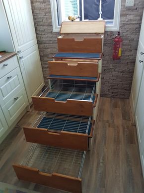Steps showing built in storage.