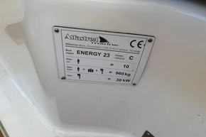 Plaque on 2015 Alfastreet 23 boat showing specifications and design category C.