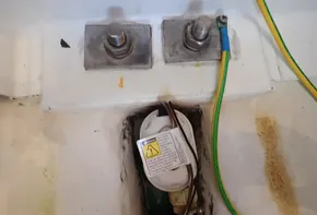 Electrical connections on a 2019 Jeanneau Sun Odyssey 440 yacht.