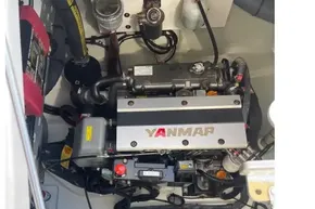 Engine compartment of 2022 Leopard 45 with Yanmar engine.