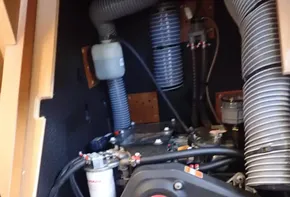Engine compartment of 2019 Jeanneau Sun Odyssey 440 sailboat.