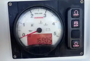 Yanmar engine control panel on 2019 Jeanneau Sun Odyssey 440 sailboat.