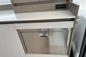 Stainless steel appliance in 2025 Leopard 46 Powercat yacht kitchen.