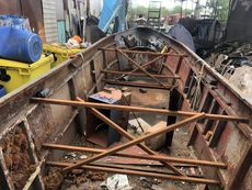 37 Narrowboat hull Project, with new steel sheet