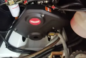 Engine compartment of 2020 Beneteau Oceanis 46.1 sailboat, featuring Yanmar components.
