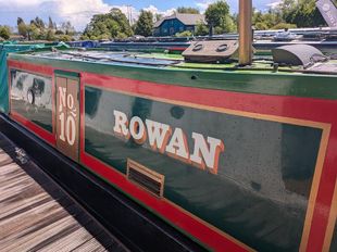 Rowan 58' coffee boat - at Roydon Marina Village