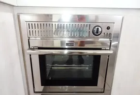Stainless steel oven in the 2015 Leopard 51 Powercat yacht kitchen.