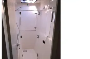 Bathroom interior of 2020 Leopard 40 yacht, featuring modern fixtures and compact design.