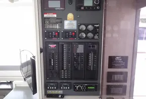 Electrical control panel of a 2020 Leopard 43 Powercat boat.